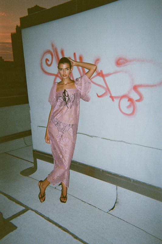 Liv Lace Dress in Vintage Mauve