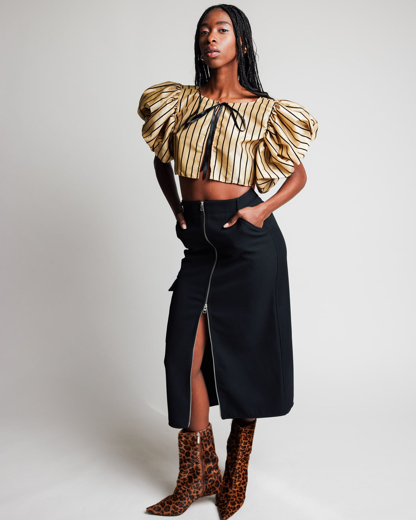 Striped Bolero Flocked Velvet Taffeta