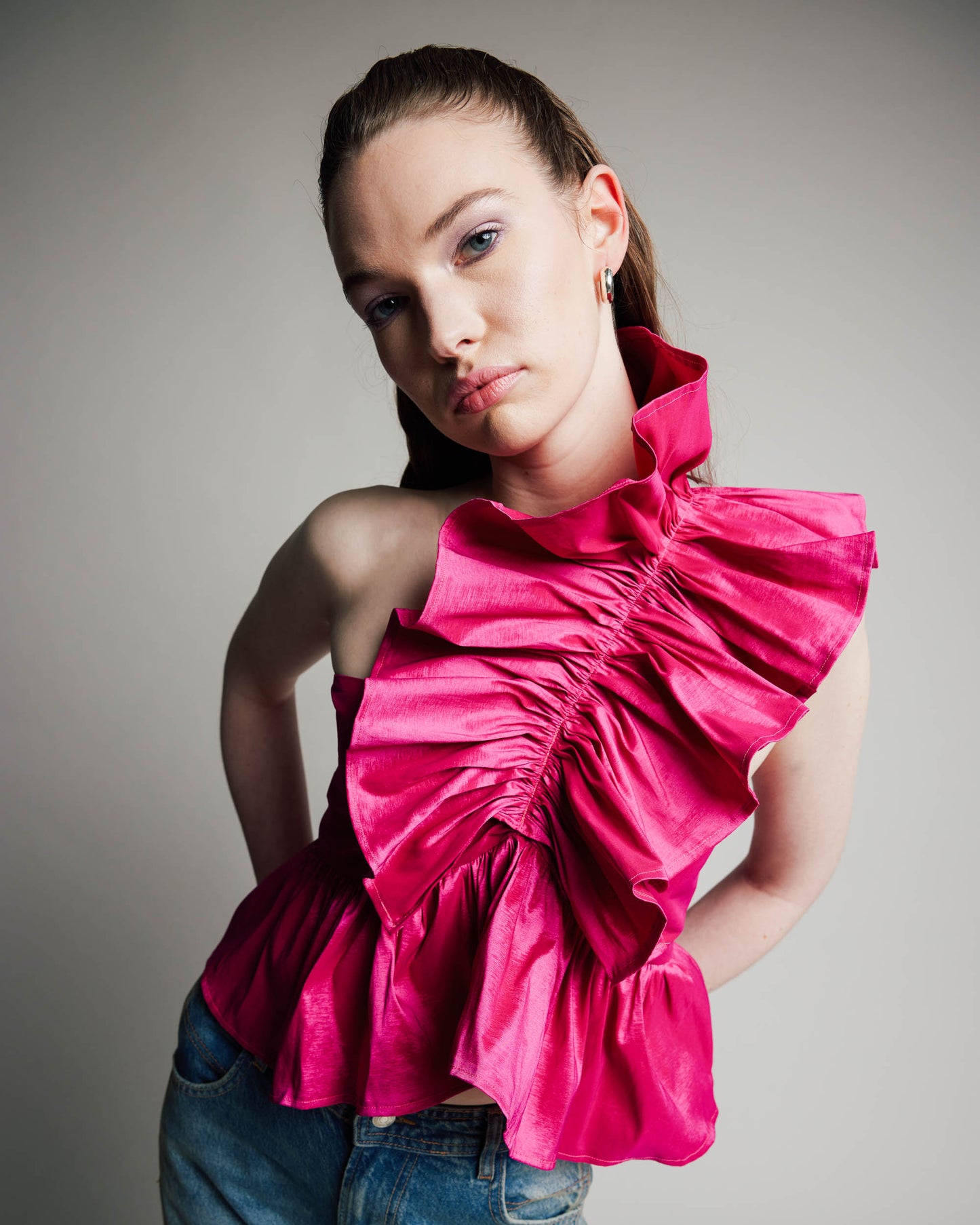 Juliette Blouse Fuschia Taffeta