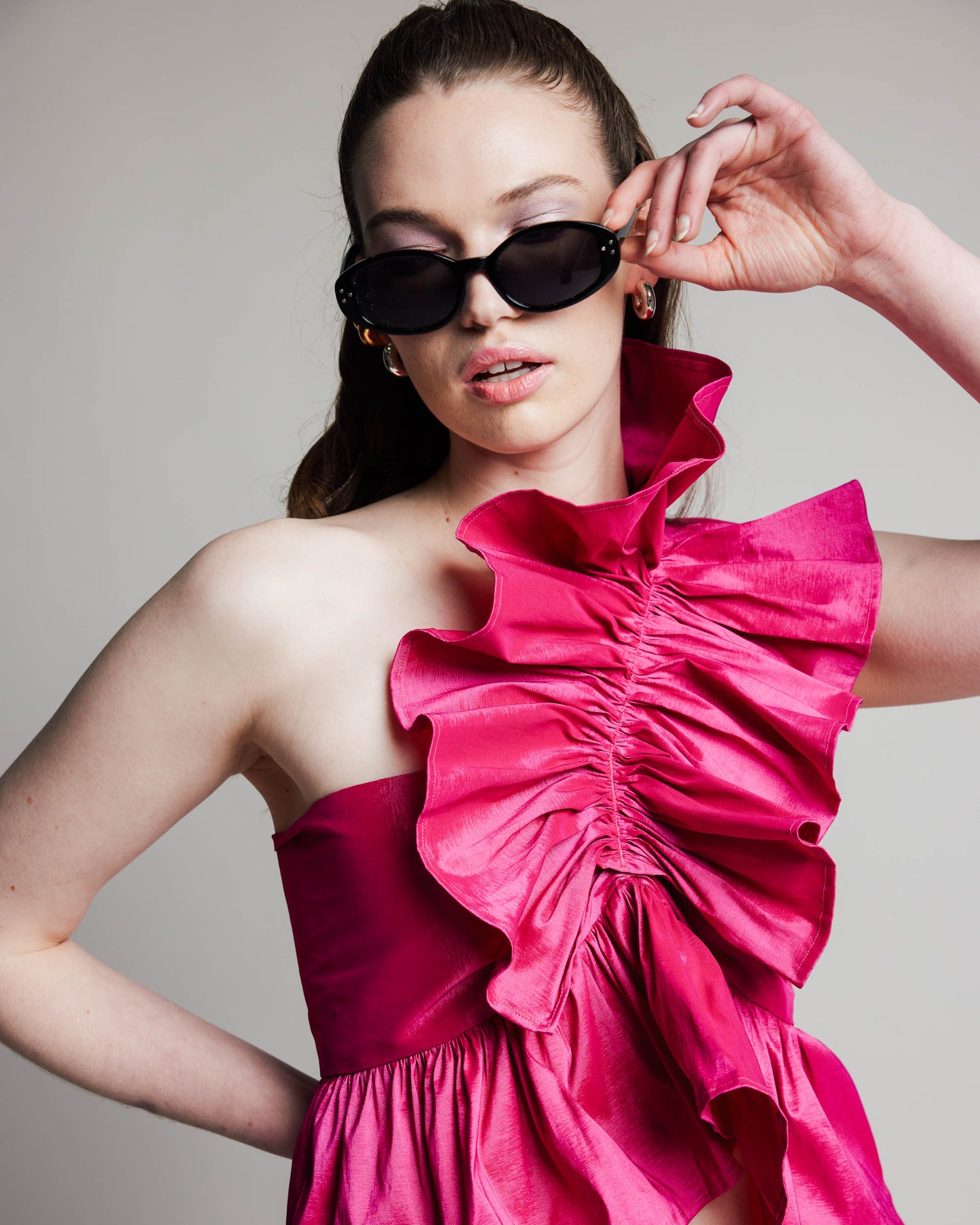 Juliette Blouse Fuschia Taffeta