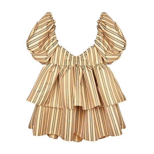 Birthday Suit in Neutral Striped Taffeta