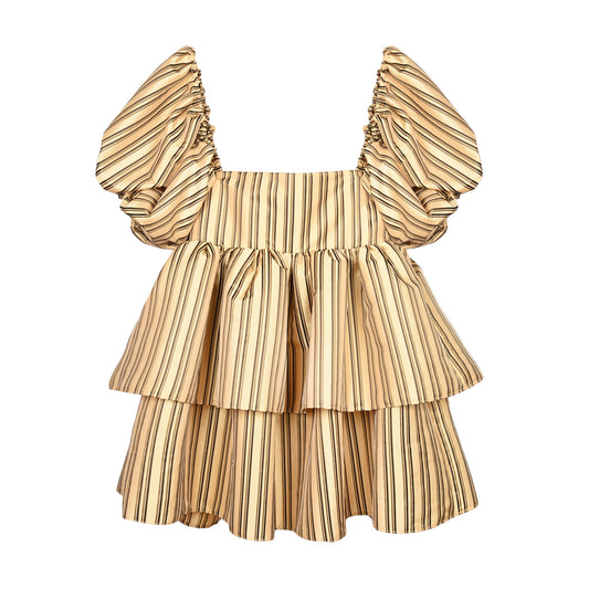 Birthday Suit in Neutral Striped Taffeta
