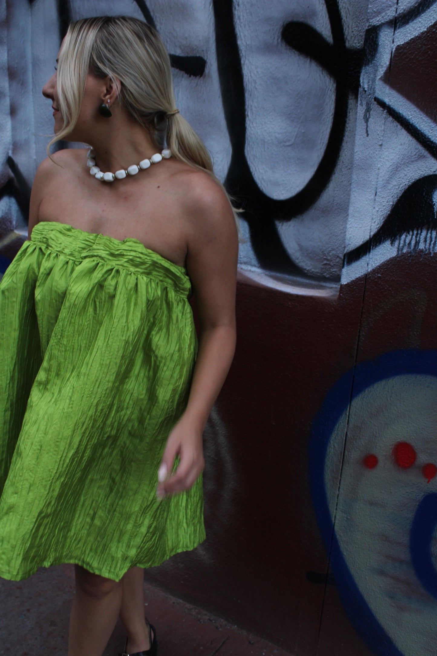 Jade Strapless Pleated Taffeta