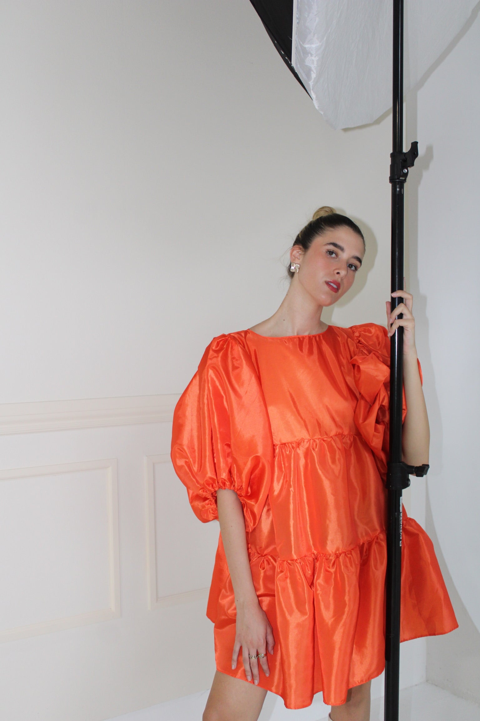 orange taffeta dress Parvardai dress