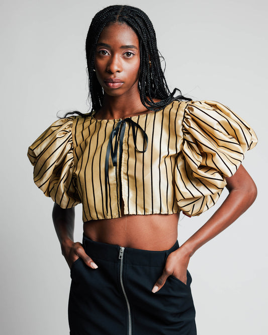 Striped Bolero Flocked Velvet Taffeta