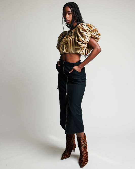 Striped Bolero Flocked Velvet Taffeta