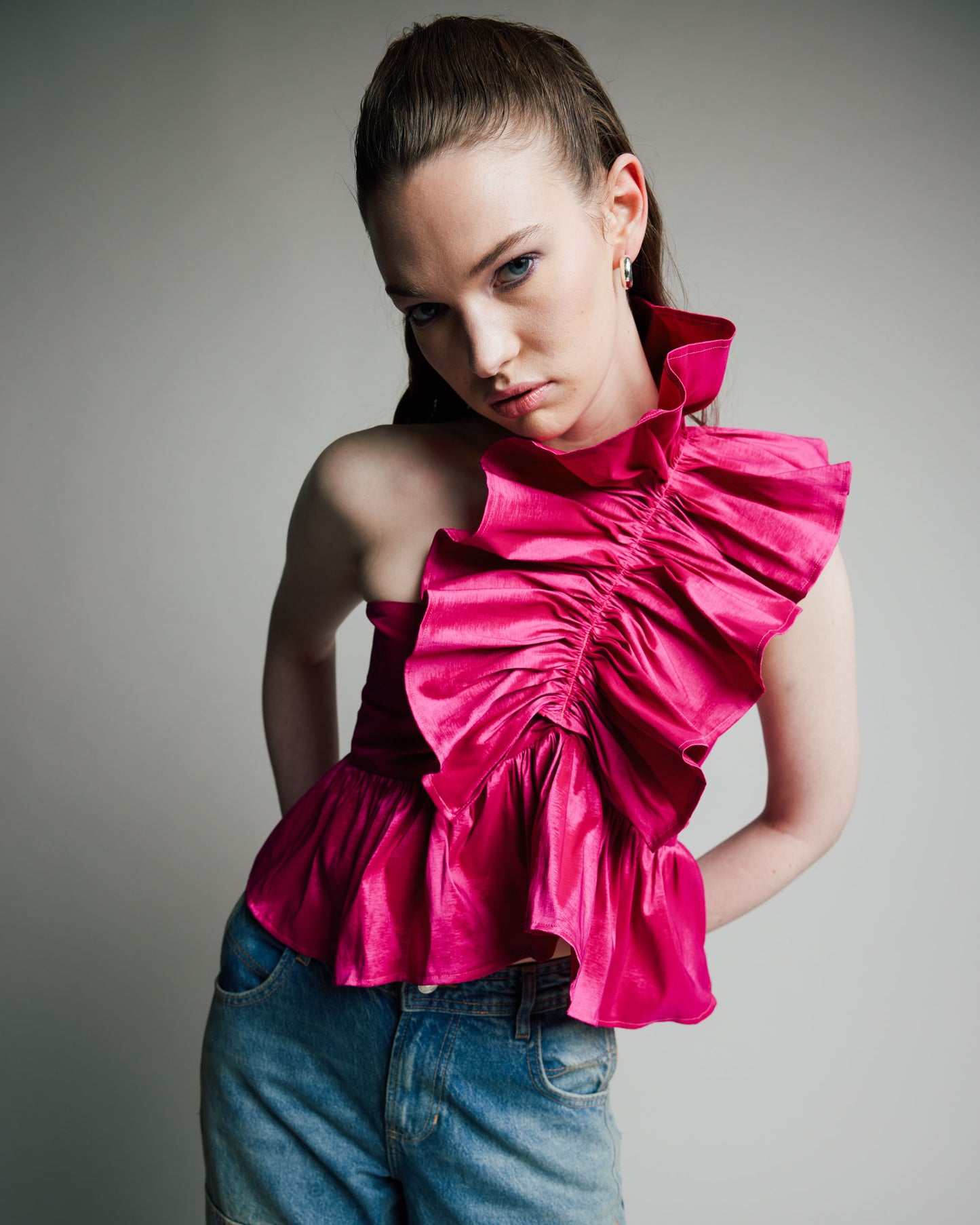 Juliette Blouse Fuschia Taffeta