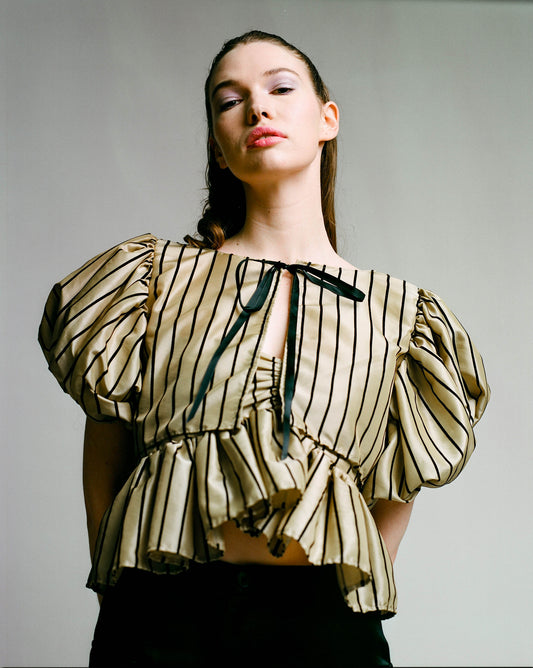 Bolero With Matching Strapless Makenna Blouse in Flocked Velvet Taffeta