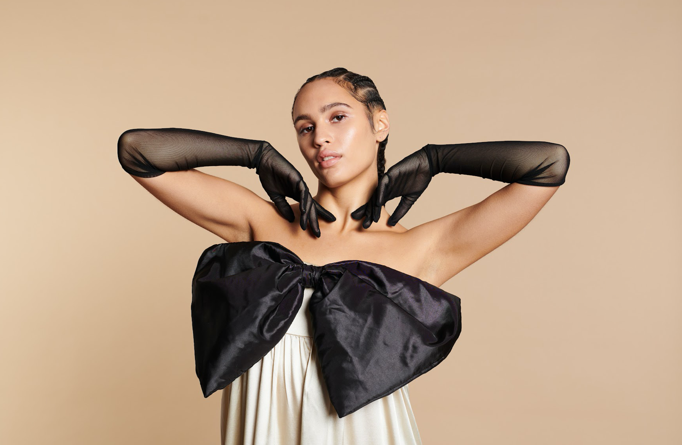 Jean Long with Bow Cream Silk