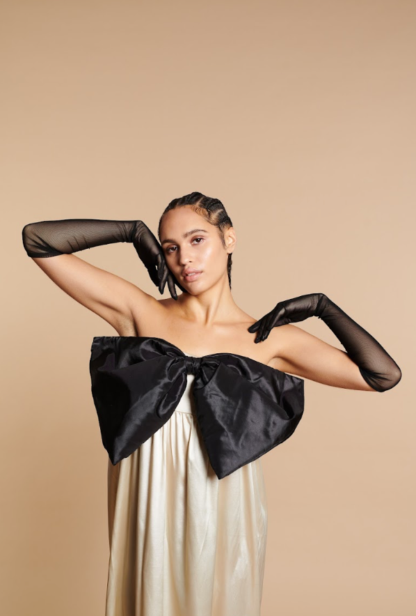 Jean Long with Bow Cream Silk