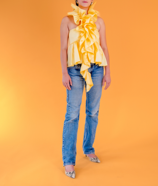 Shelby Blouse in Butter Cream Taffeta