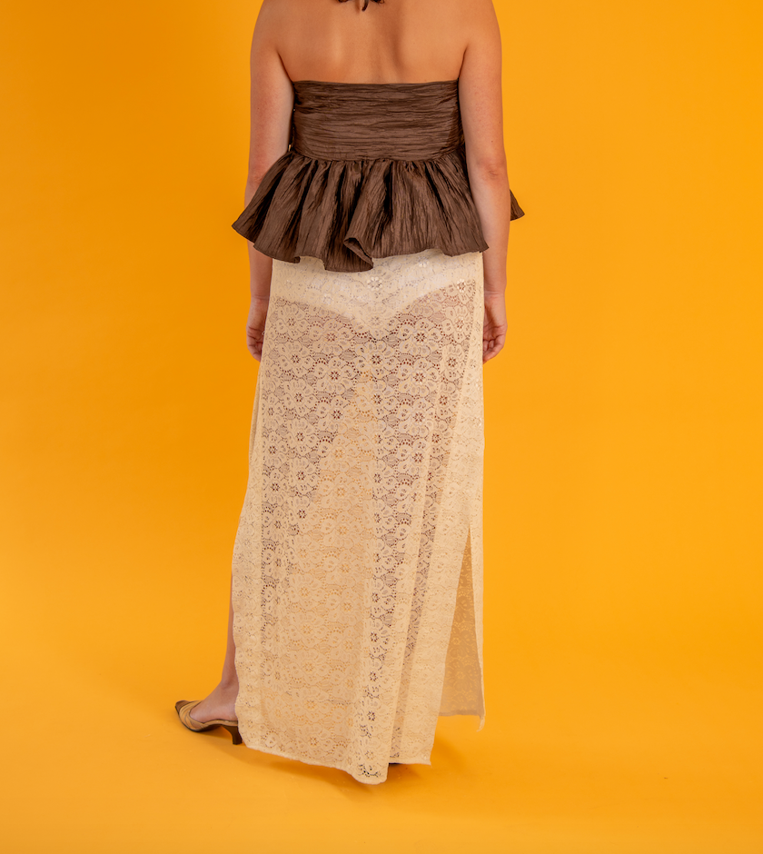 Bow Blouse in Chocolate Taffeta
