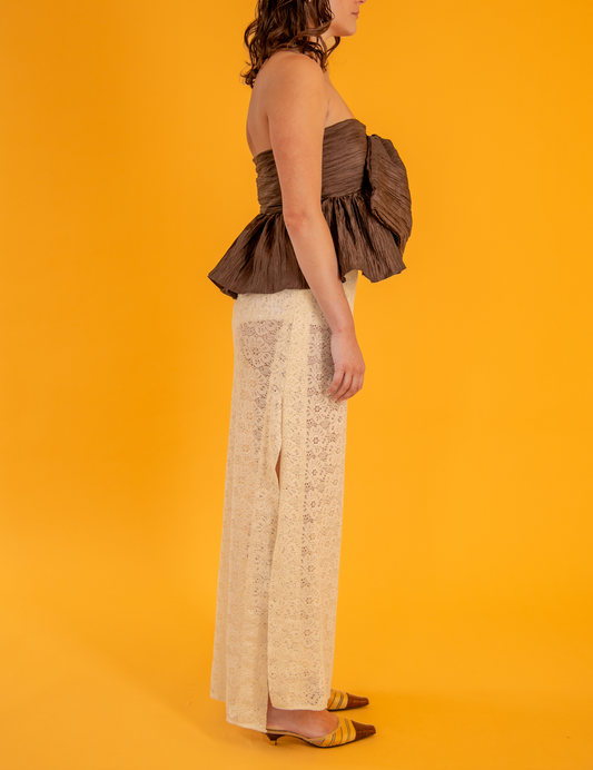Bow Blouse in Chocolate Taffeta