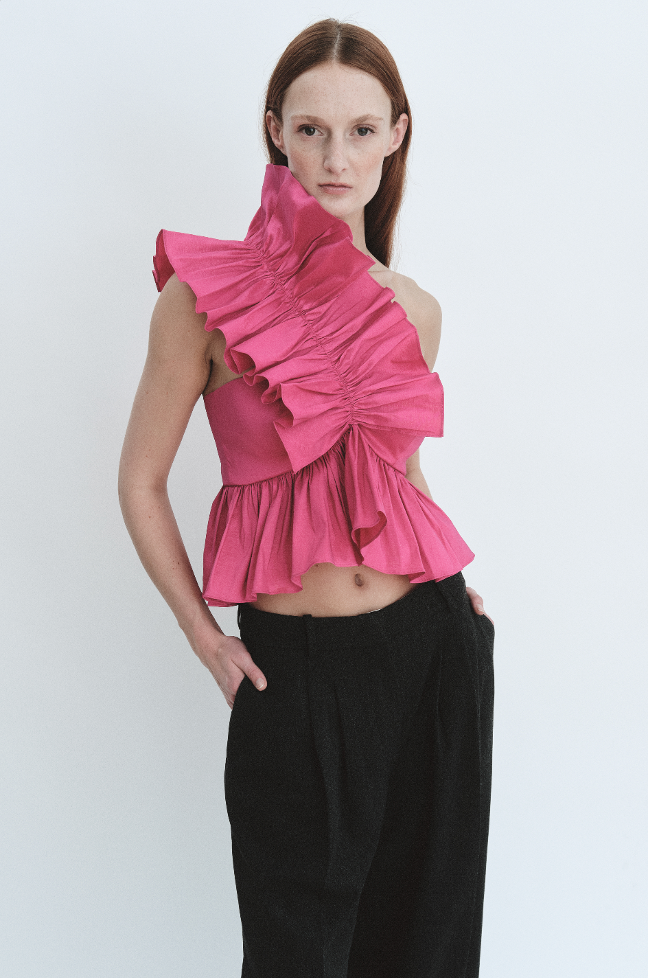 Juliette Blouse Fuschia Taffeta