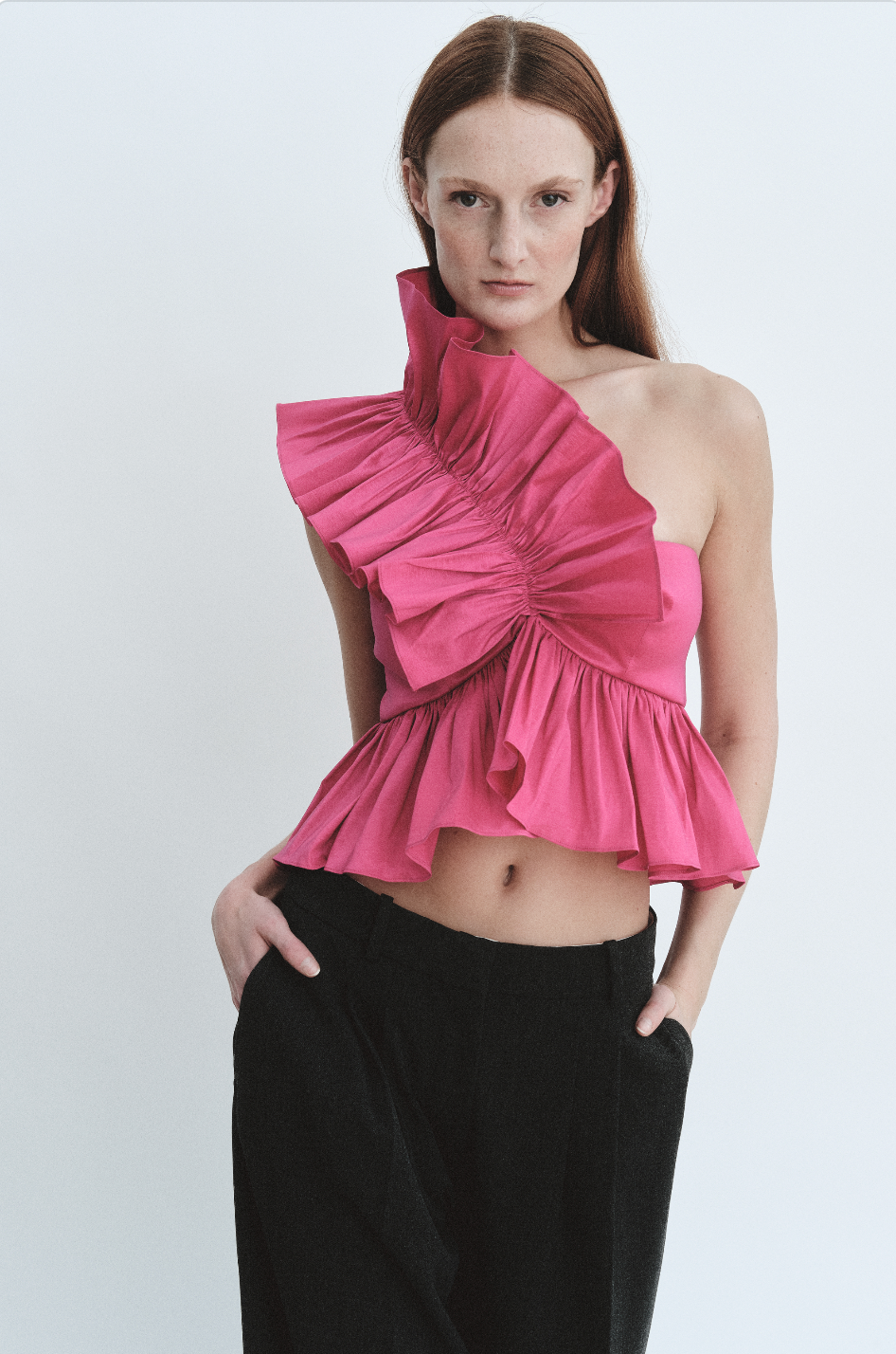 Juliette Blouse Fuschia Taffeta