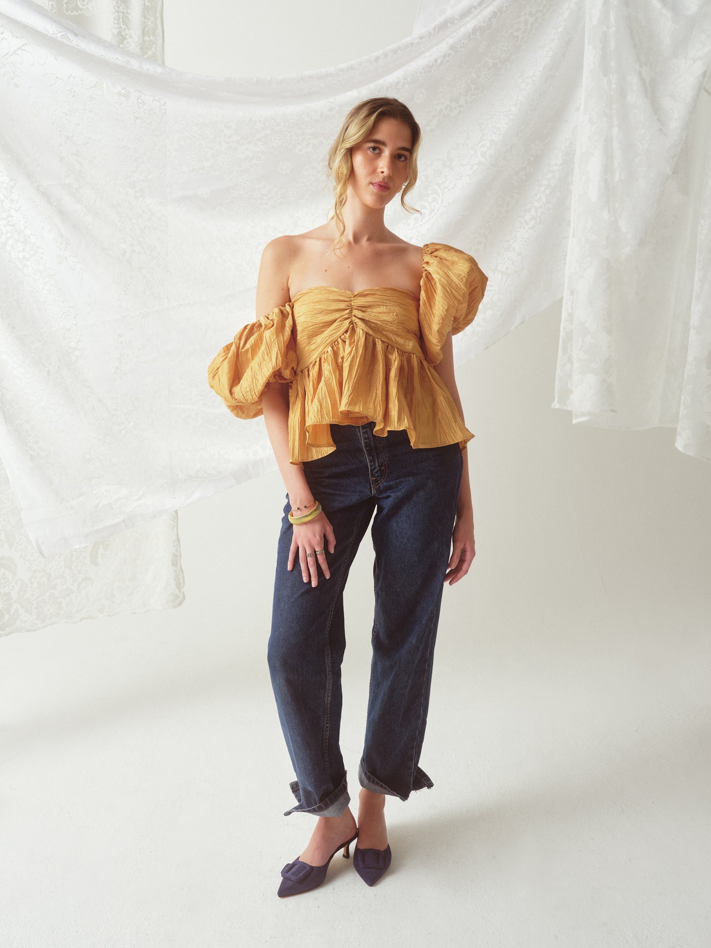 Roxy Blouse Butter Pleated Taffeta
