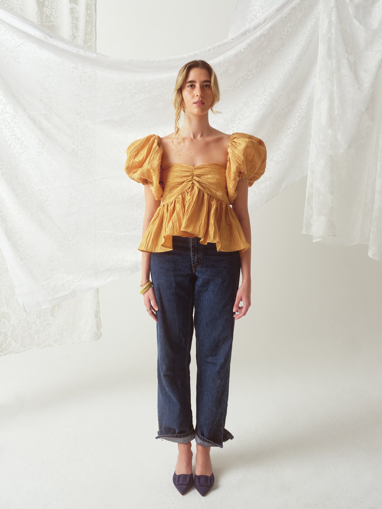 Roxy Blouse Butter Pleated Taffeta
