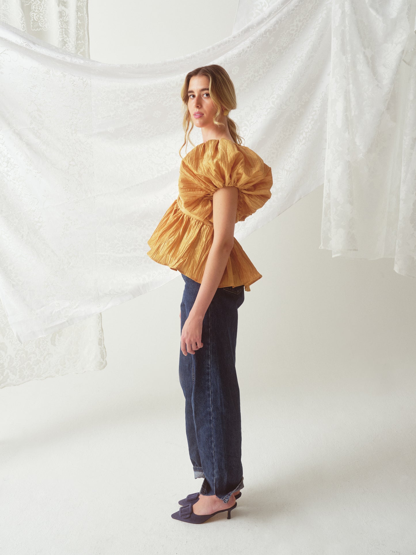 Roxy Blouse Butter Pleated Taffeta
