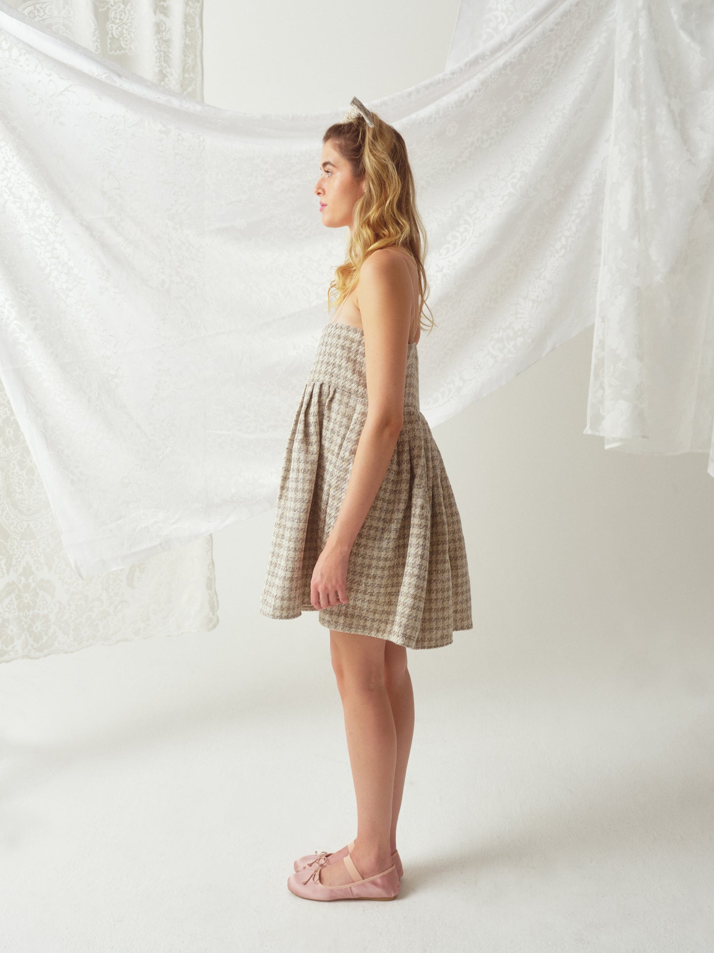 Mini Jean Strapless Tweed
