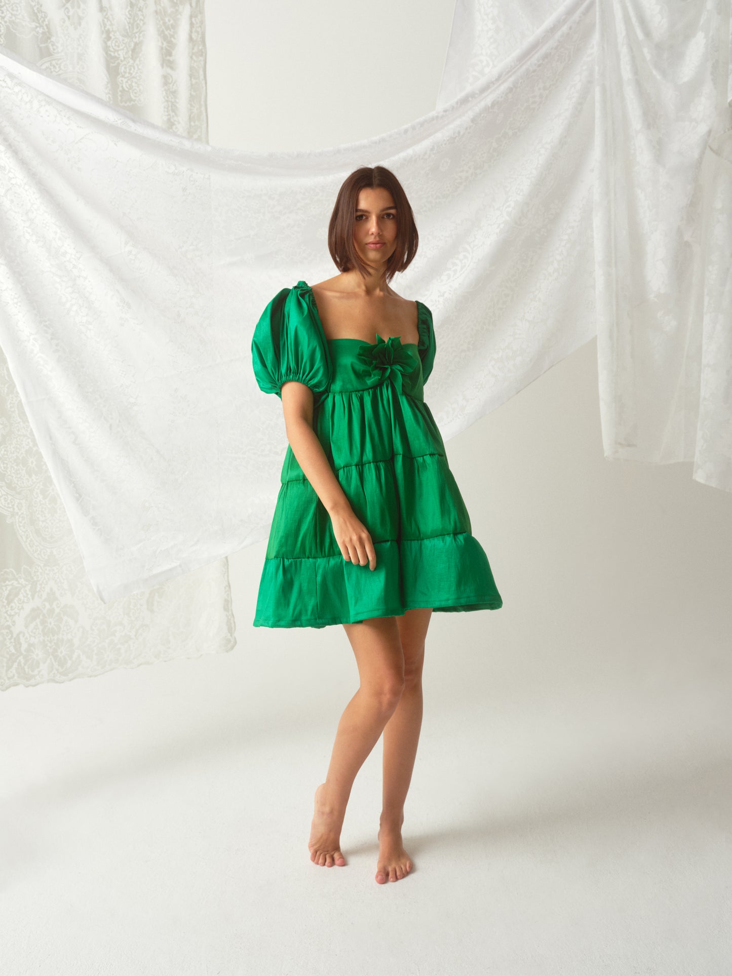 Handsewn Floral Embellished Lauren Dress