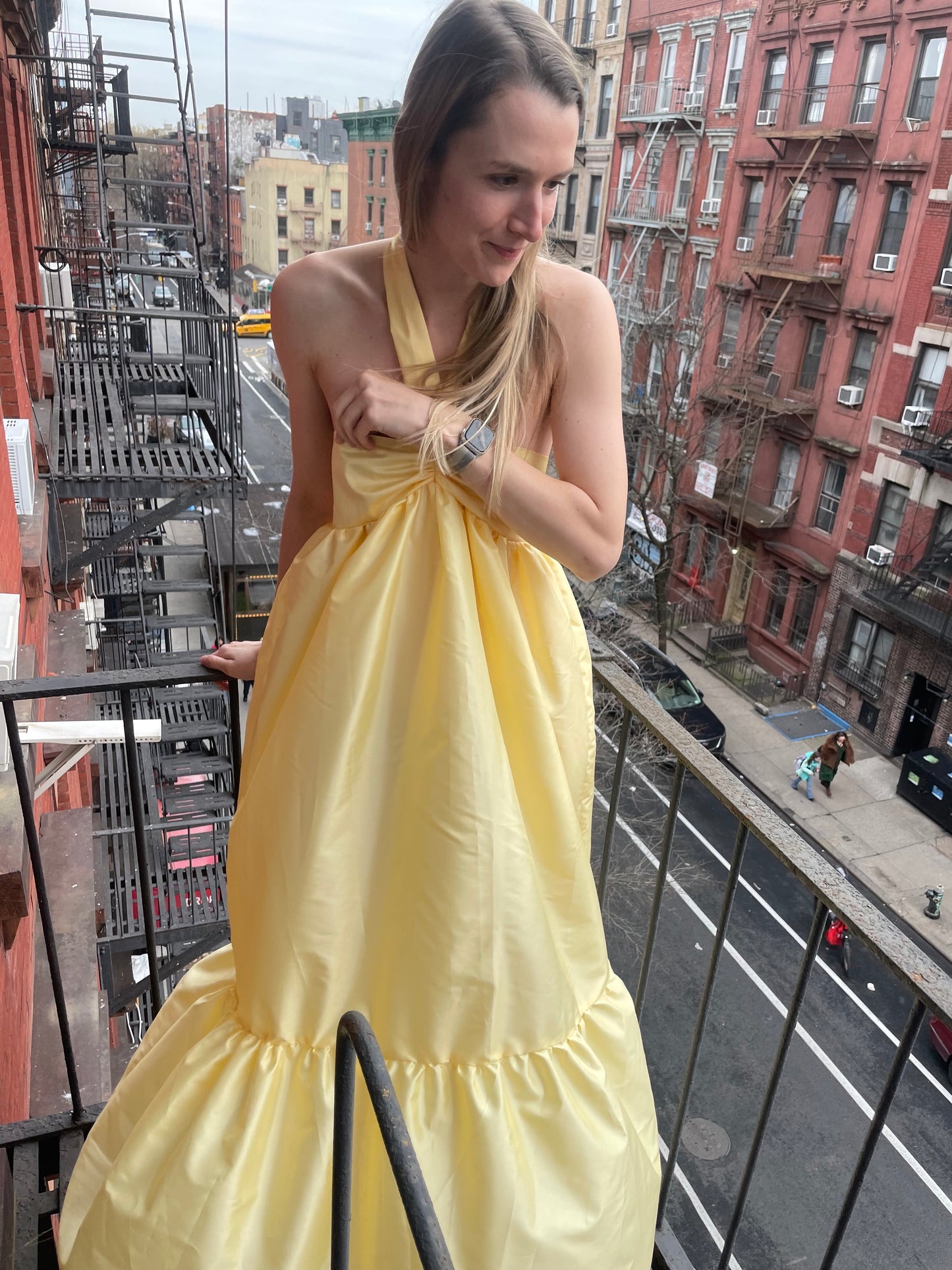 Clementine with Anita hem in Baby Yellow Taffeta