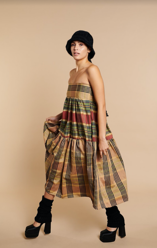 East Village Tan Plaid Taffeta