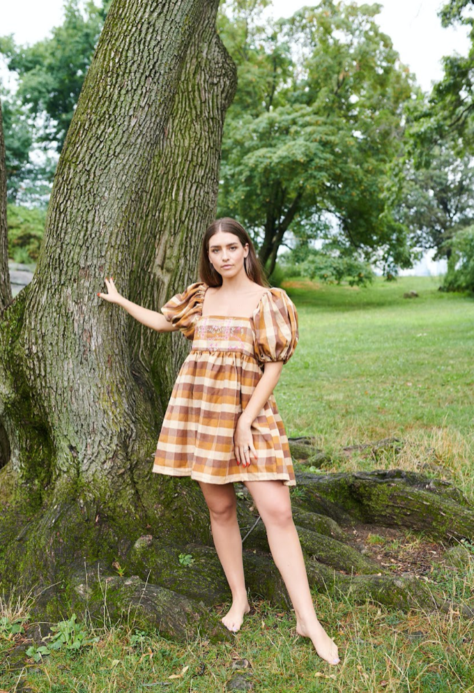 Jean Embroidered Plaid Vintage
