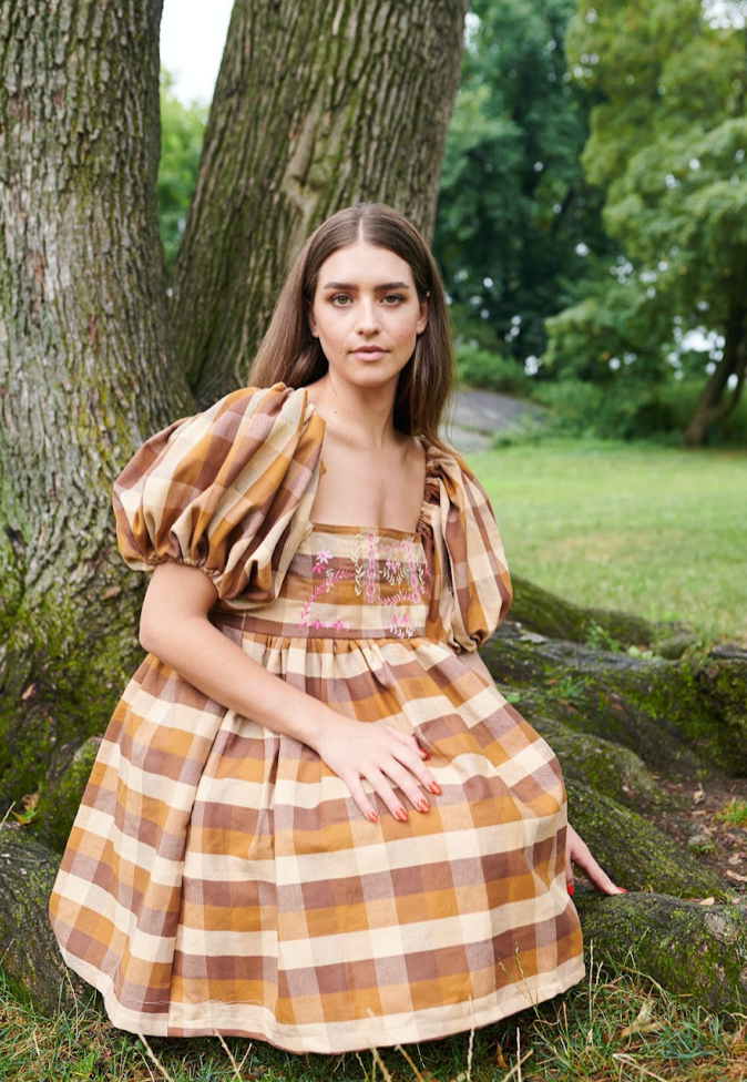 Jean Embroidered Plaid Vintage