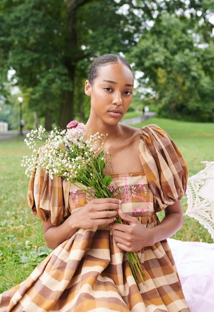 Jean Embroidered Plaid Vintage