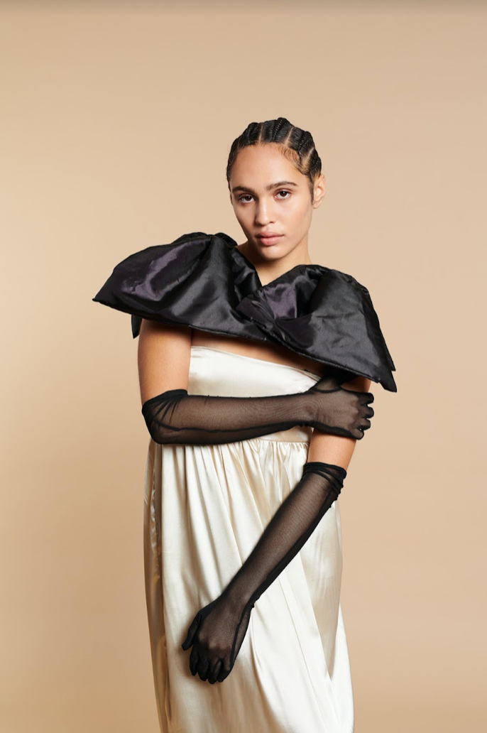 Jean Long with Bow Cream Silk