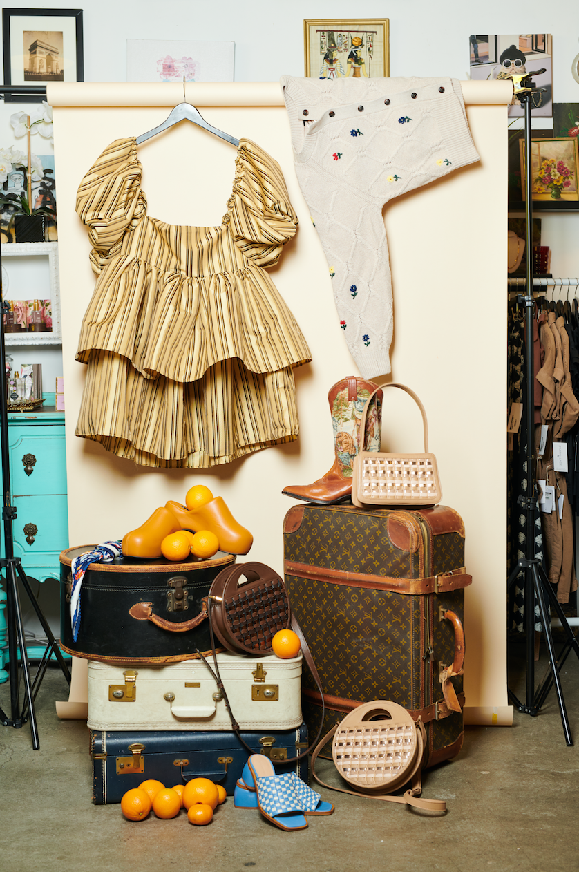 Birthday Suit in Neutral Striped Taffeta