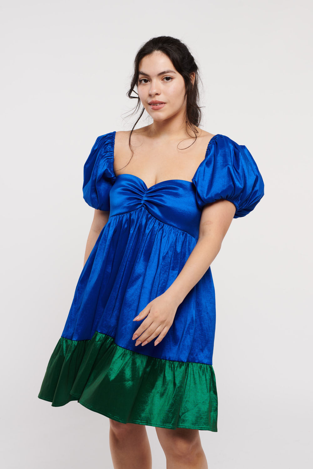 Frances Cobalt Blue and Emerald Green Taffeta
