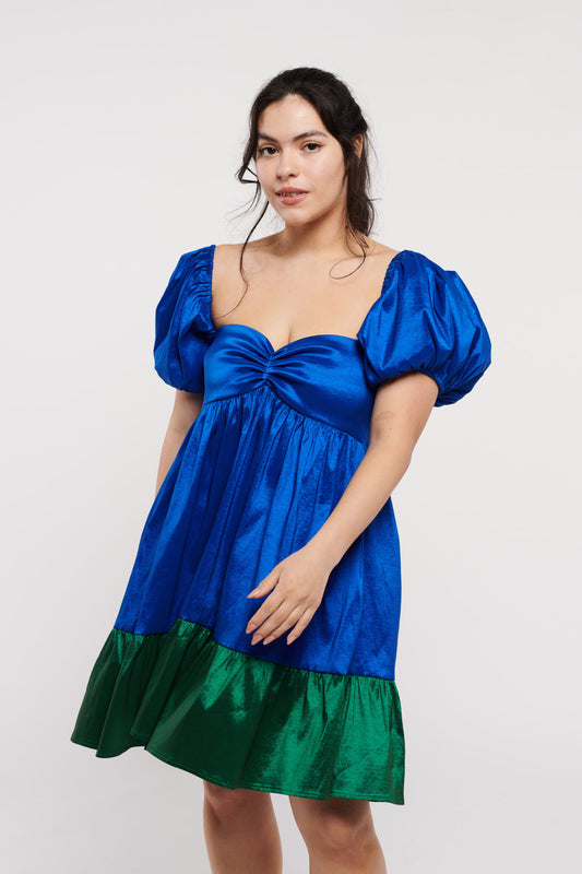 Frances Cobalt Blue and Emerald Green Taffeta