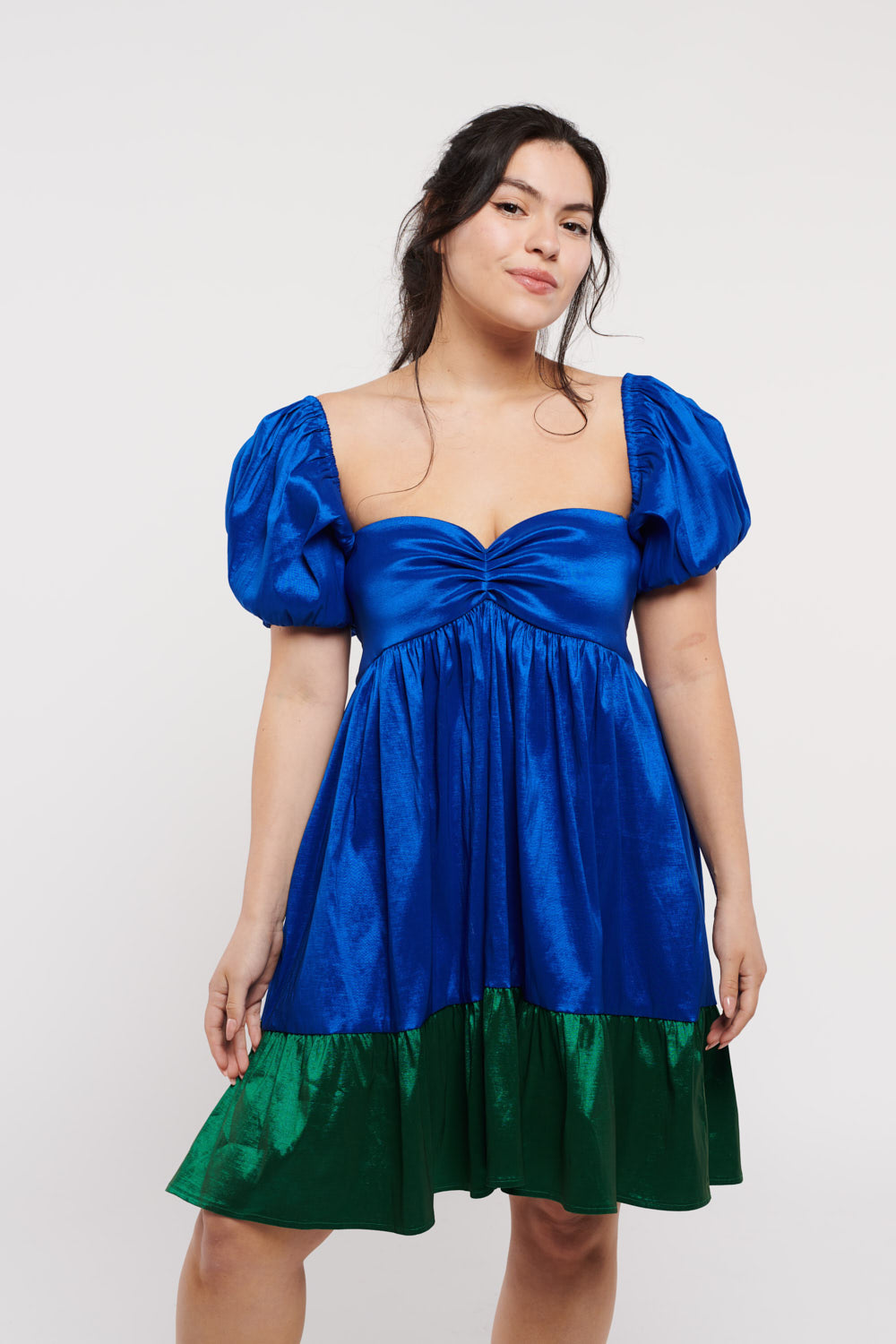 Frances Cobalt Blue and Emerald Green Taffeta