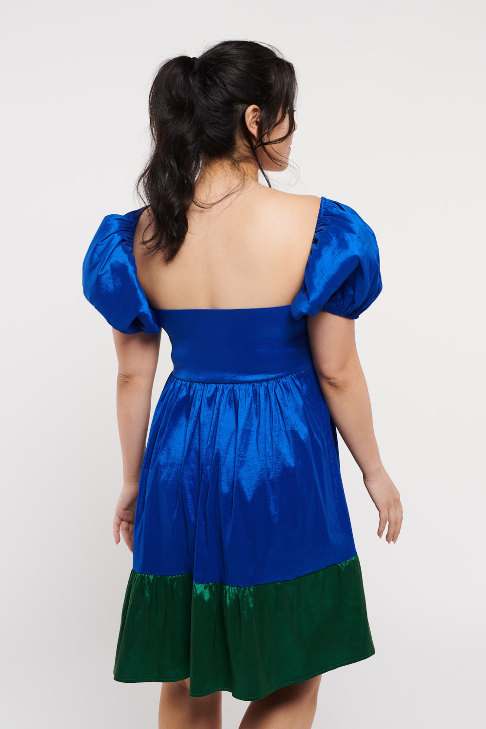 Frances Cobalt Blue and Emerald Green Taffeta