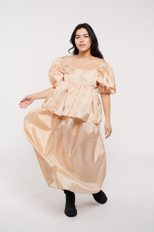Princess Dress Vintage Blush Woodgrain Taffeta