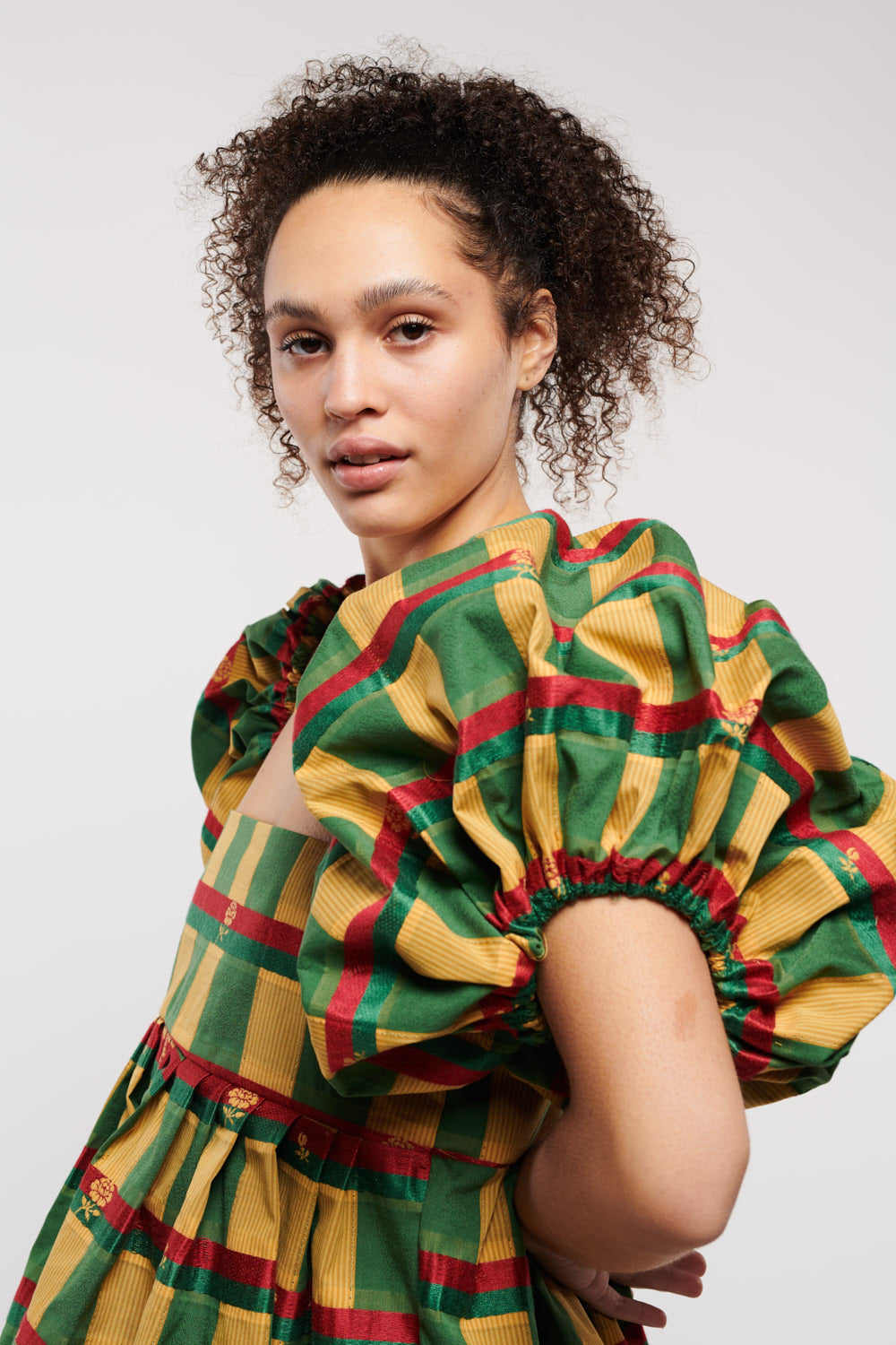 Jean Floral Plaid Green, Yellow, Red Multi