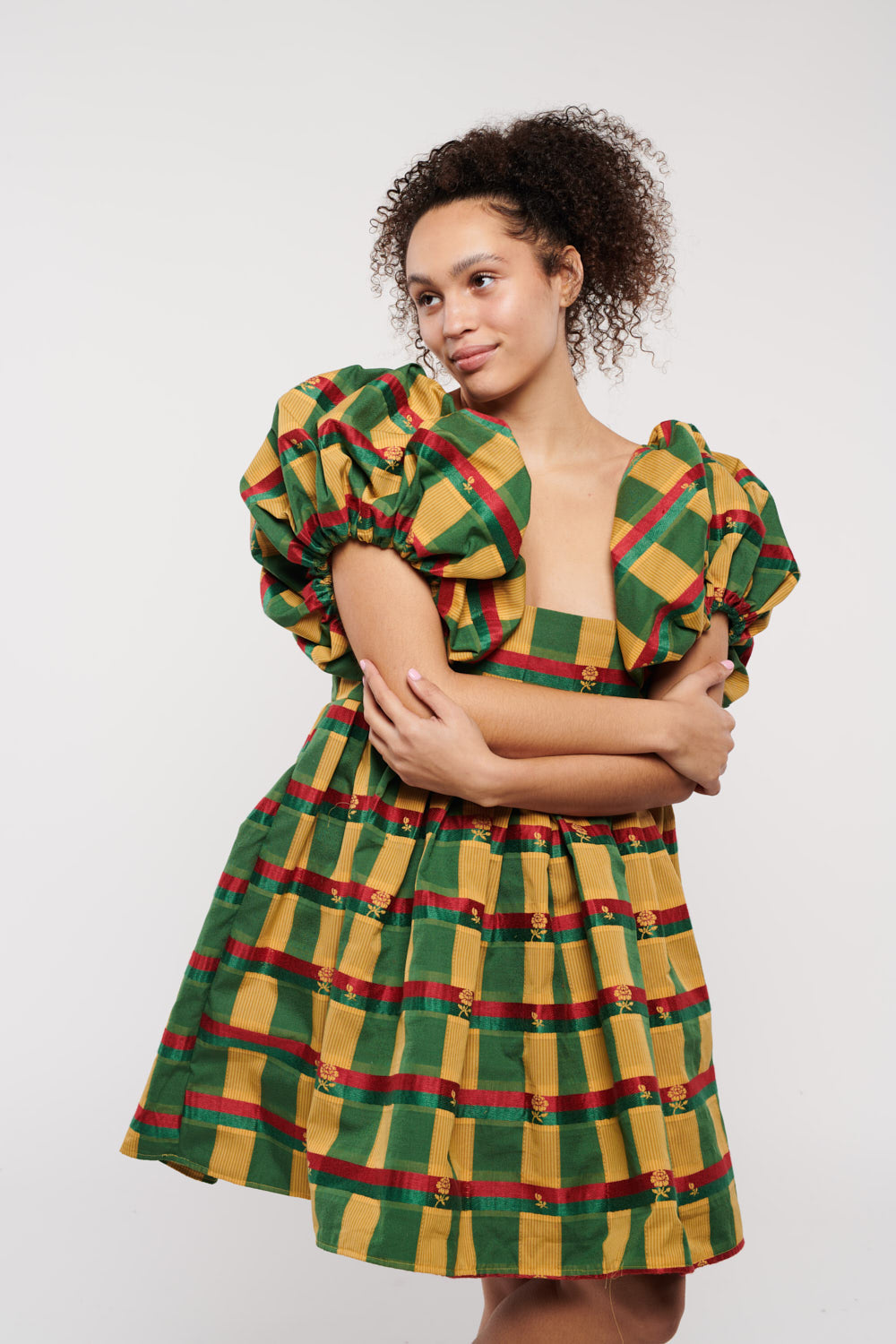 Jean Floral Plaid Green, Yellow, Red Multi