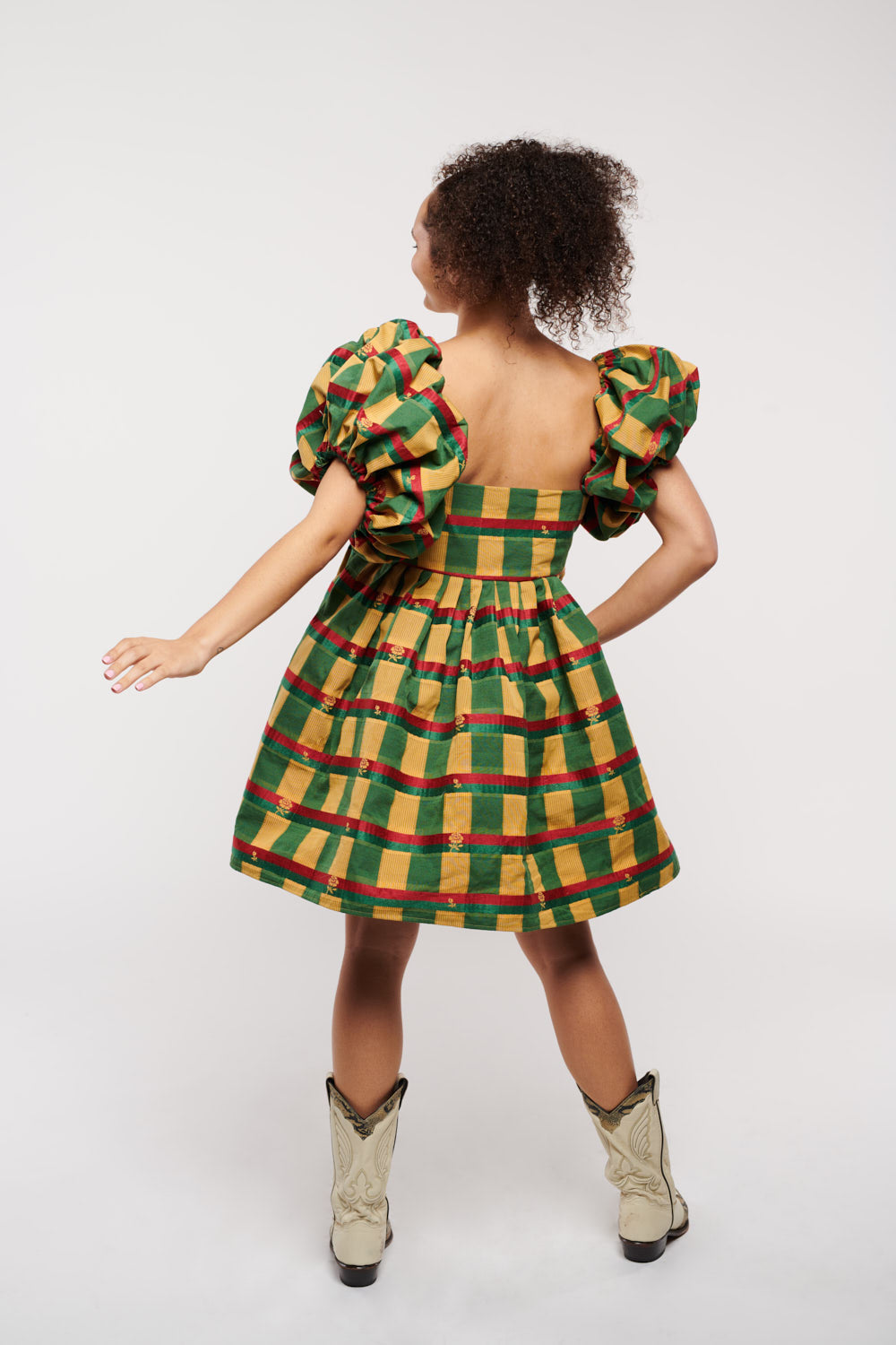 Jean Floral Plaid Green, Yellow, Red Multi