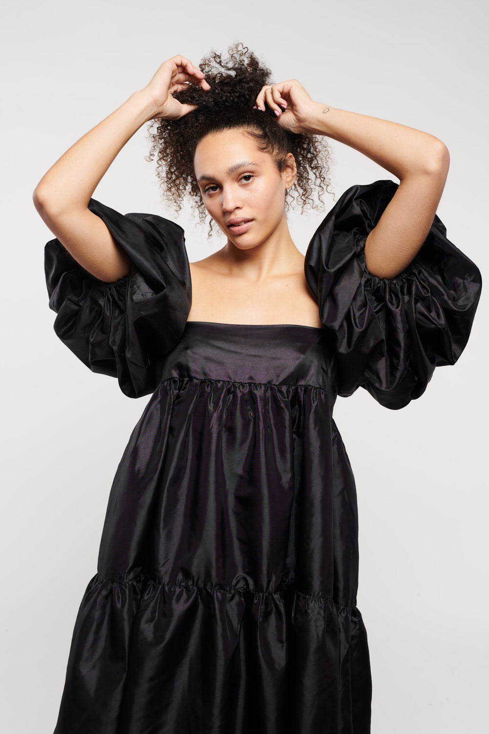 East Village with Roxy Sleeves Black Taffeta