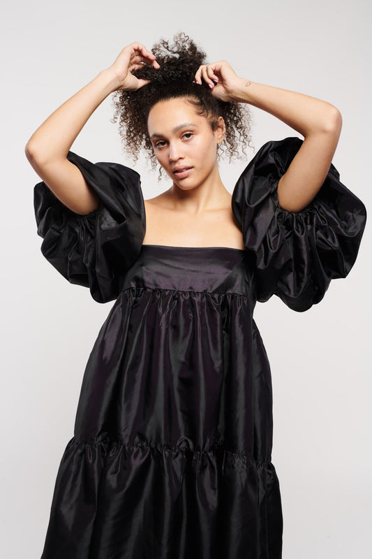 East Village with Roxy Sleeves Black Taffeta
