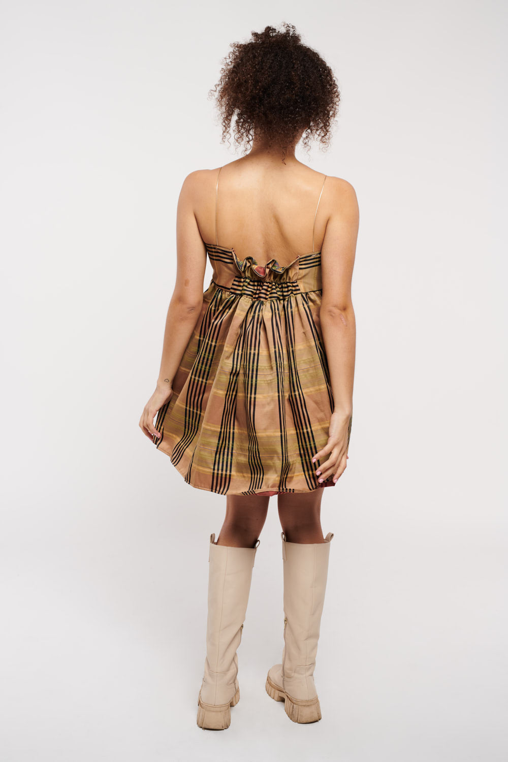 Mini Jean Sleeveless Plaid Taffeta