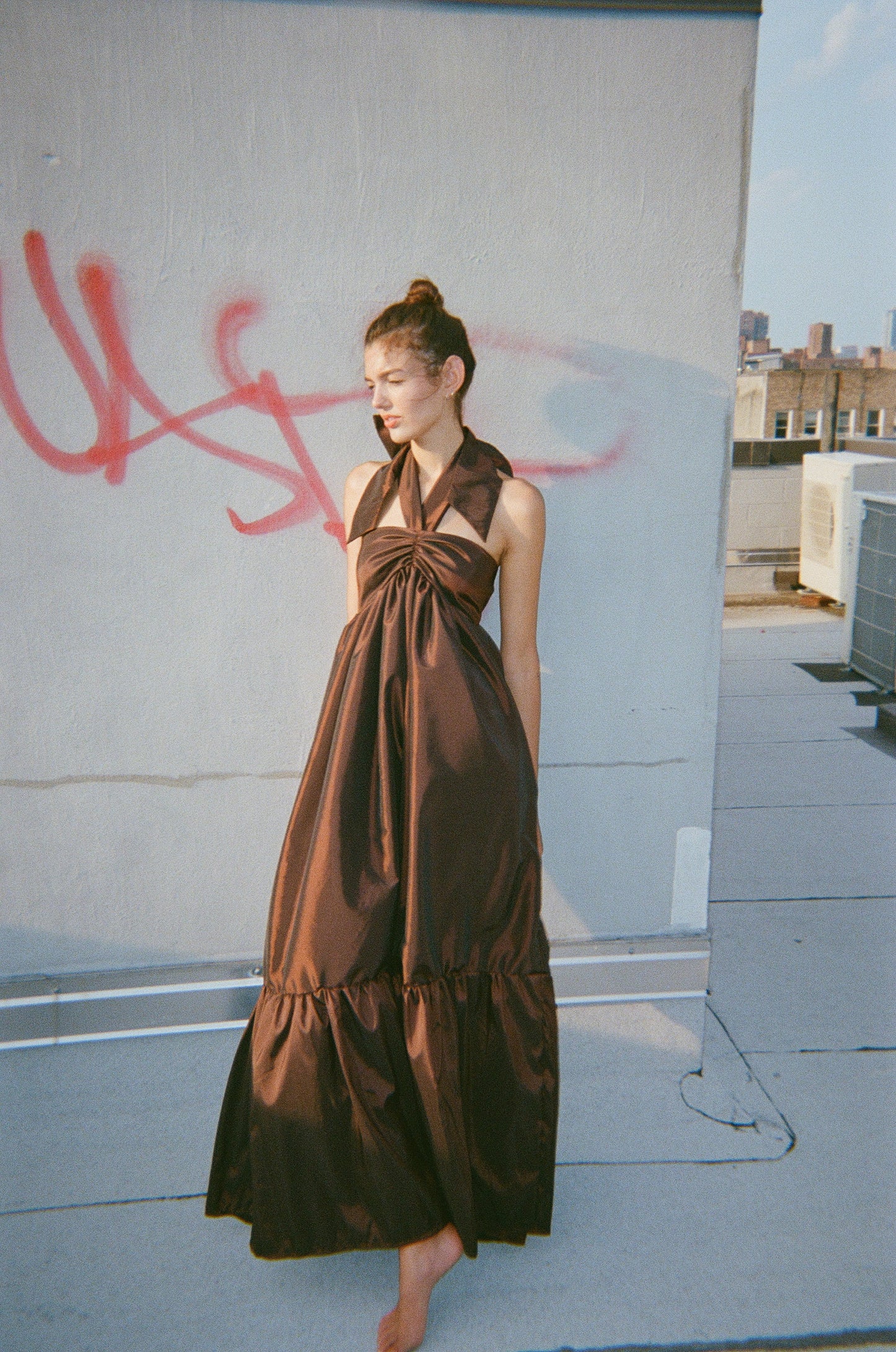 Clementine Dress is Chocolate Taffeta