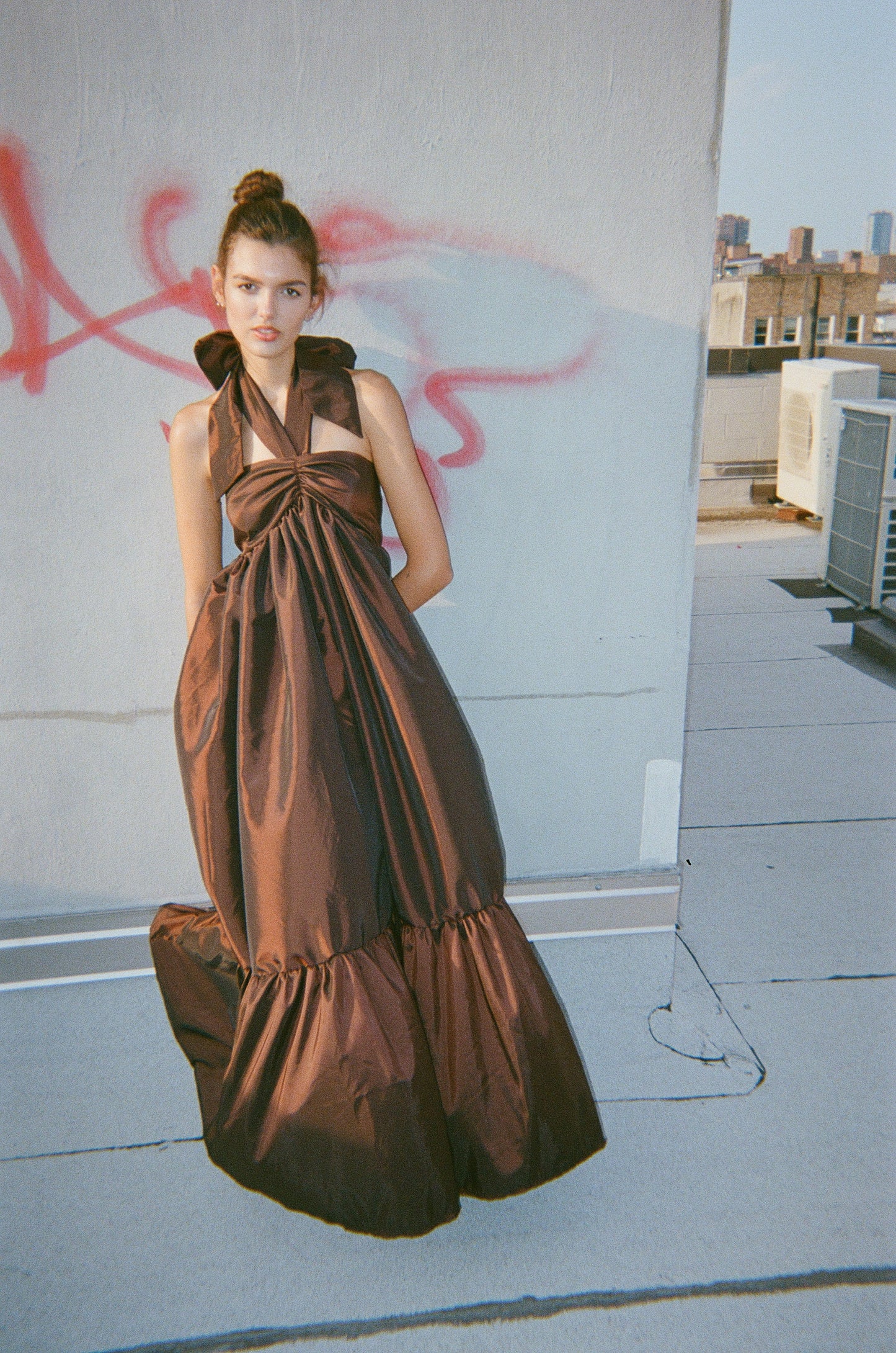 Clementine Dress is Chocolate Taffeta