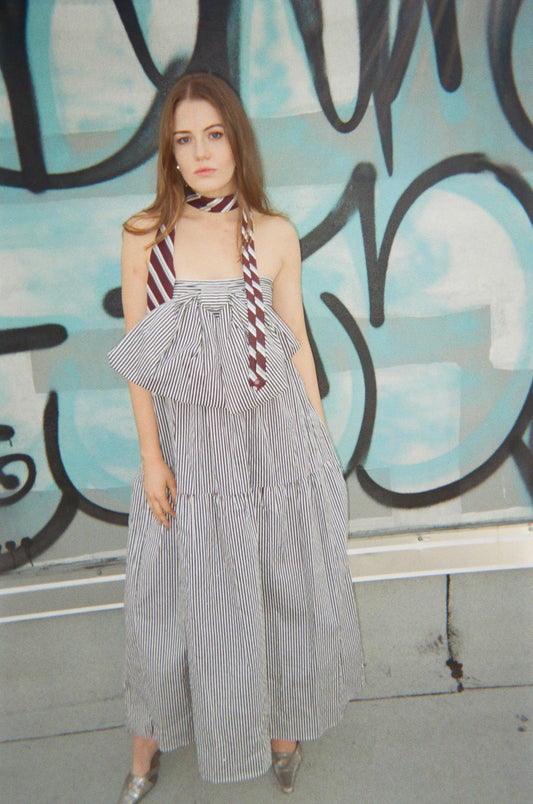 East Village Bow Dress in Striped Cotton