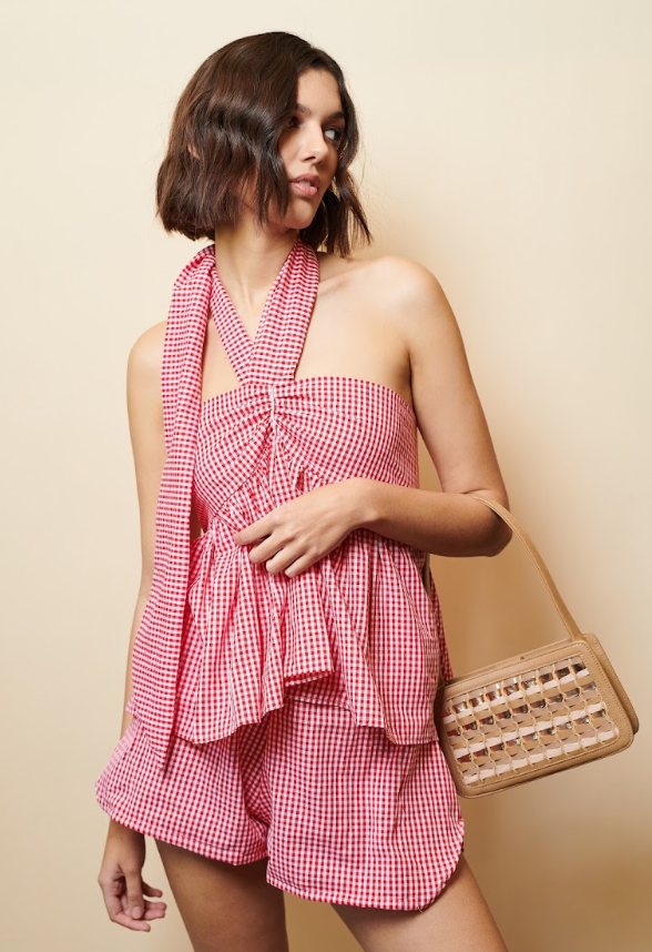 Shorts Set with Red Gingham Clementine Top