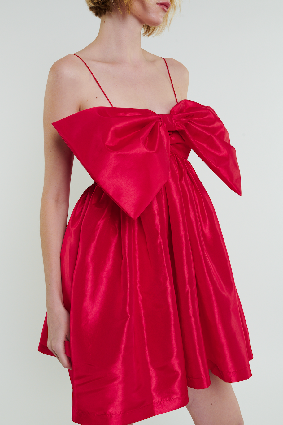 Stewart Mini Bow Dress in Cherry Red