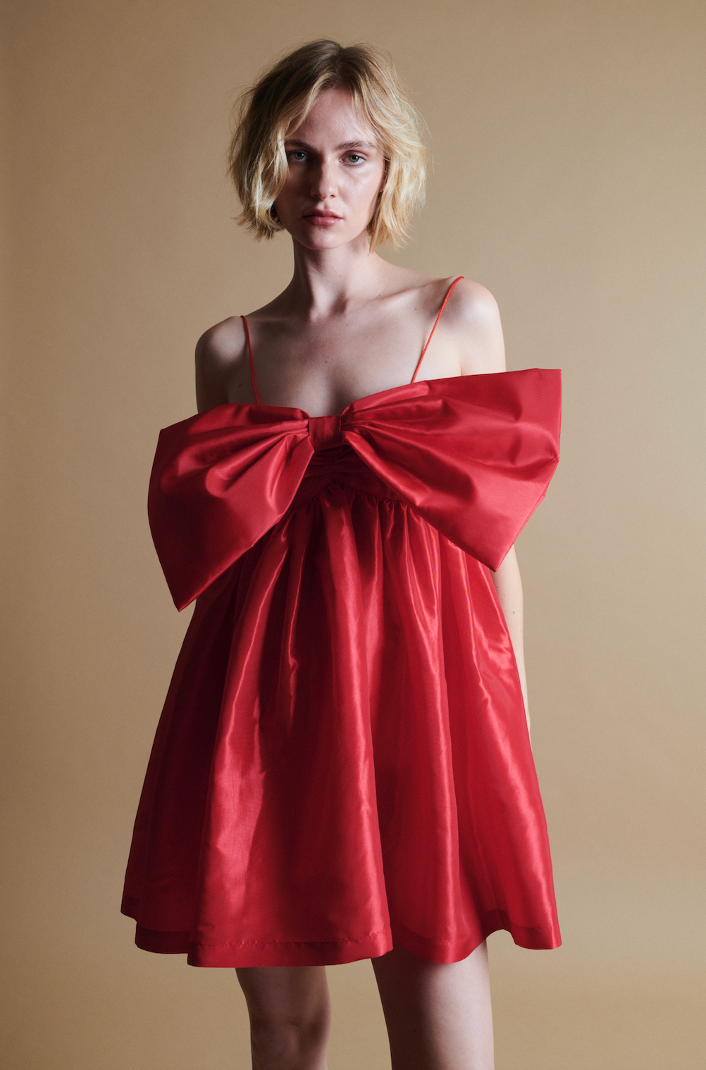 Stewart Mini Bow Dress in Cherry Red Madeline Marie Stewart Mini Bow Dress in Cherry Red Madeline Marie