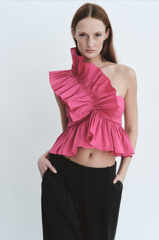 Juliette Blouse Fuschia Taffeta