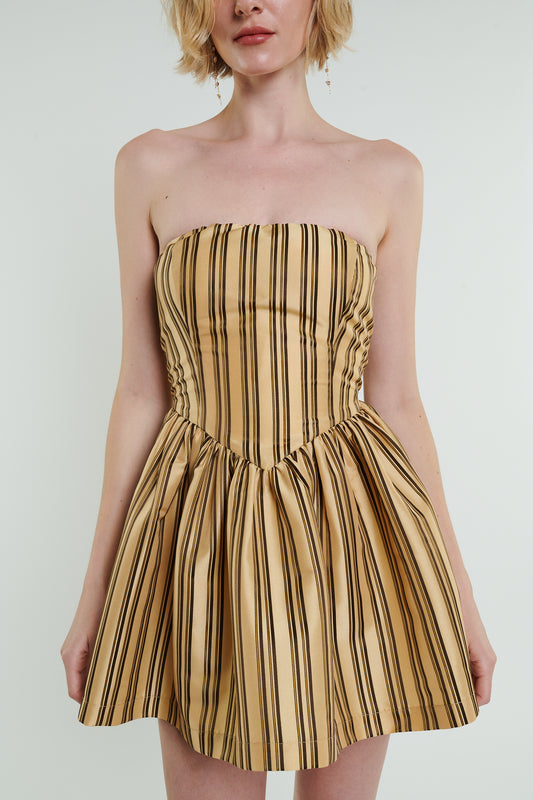 Roxanne Mini Dress in Cream Stripe